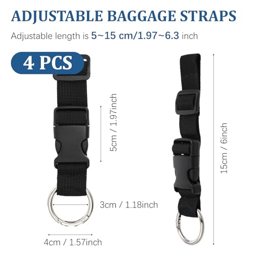 Image of 4Pcs Add a Bag Luggage Strap Adjustable Travel Belt for Luggage Heavy Duty Luggage Belt Strap for Connecting Your Luggage Jacket, Make Your Hands Free(Black)