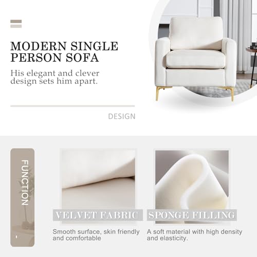 Sillón Confort Terciopelo Beige miniatura 3