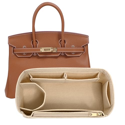 LOUKAYCCI Bolsa organizadora de feltro para bolsa birkin com 30 bolsos (bege, BK30)
