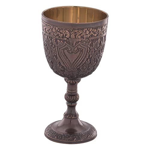 Replicartz Brass Chalice Goblet - Hand Engraved Wine Glass Liquor Cup, Wine Goblet For Party, Wedding Chalice Cup - 200 Ml, Pack Of 1 #TOP6