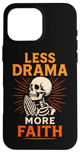 Less Drama More Faith �_�[�N �N���X�`���� �S�V�b�N �X�P���g�� �F�� �X�}�z�P�[�X iPhone 16 Pro Max �p