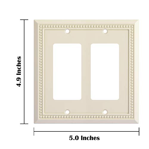 Image of Henne Bery Sunken Pearls Heavy Duty Decorative Wall Plate Switch Plate Outlet Cover, Durable Solid Zinc Alloy (Double Decorator, Light Almond)