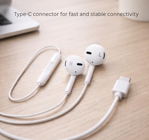 Image of Earphone Compatible for iPhone 15 /15 Pro /16 Pro /17 Pro | Type-C Wired Headphones with Balanced Sound, Smooth Playback & Noise Reduction