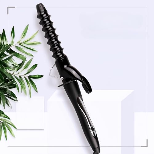 Image of Spiral Curling Wand with Clamp - 32mm Ceramic Hair Iron for Tight to Loose Curls and Crimping Waves, Adjustable Temperature