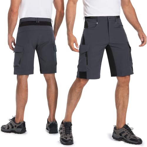 Ally Mens Mountain Bike Shorts 4D Padded Lightweight Quick Dry Stretch Loose-fit with 6 Pockets for Cycling Biking Bicycle Riding Biker (Dark Grey, Small) - Thumbnail 2