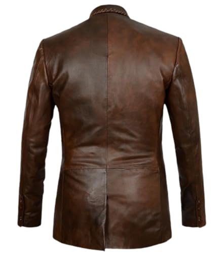 Generic Men's Leather Blazer Real Lambskin Leather Blazer Quilted Black/Brown Gift for Him, Baige2