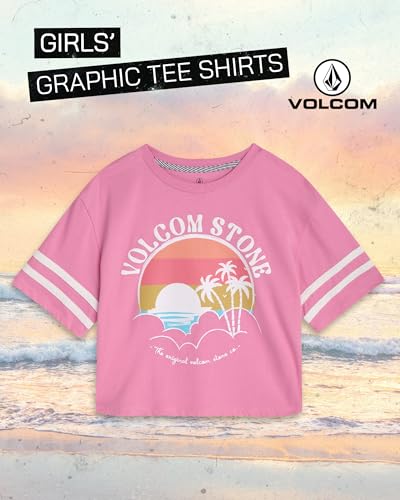Image of Volcom Girls Shirts - Casual Crewneck Short Sleeve Graphic Tee Trendy Tops - Breathable Girls Summer Clothes