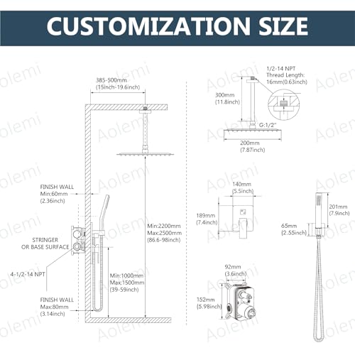 Aolemi Ceiling Shower Faucet with Handheld 8 Inch Head Matte Black by Aolemi - Used condition - Image 6