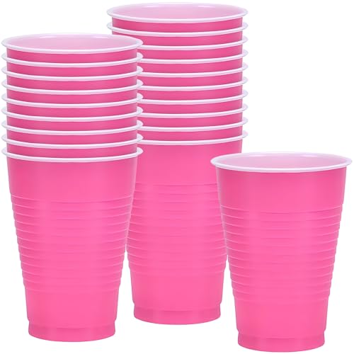 Disposable Plastic Party Cups - 12 oz | Hot Pink | Pack of 20