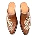 COLORES DE MEXICO MX - Mexican Artisan Clog with Floral Stitching, Handmade Embroidered Leather Clog - Model 3113 (Brown, US Footwear Size System, Adult, Women, Numeric, Medium, 7)