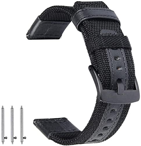 Olytop Galaxy Watch 4 Bands/Classic Bands 46mm 42mm, Galaxy Watch Active 2 44mm 40mm/42mm Band, 20mm Nylon Sport Strap Wristbands for Garmin Vivoactive 3 /Ticwatch E - Black