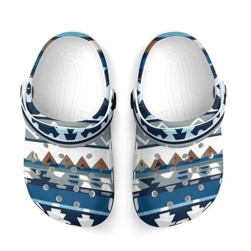 Meaudiwes Fashion Beach Pool Slippers Toddler Slides Sandals Child Water Shower for Girl Colorful Surf Blue Tribal Navajo Aztec Geometric Ethnic Pattern