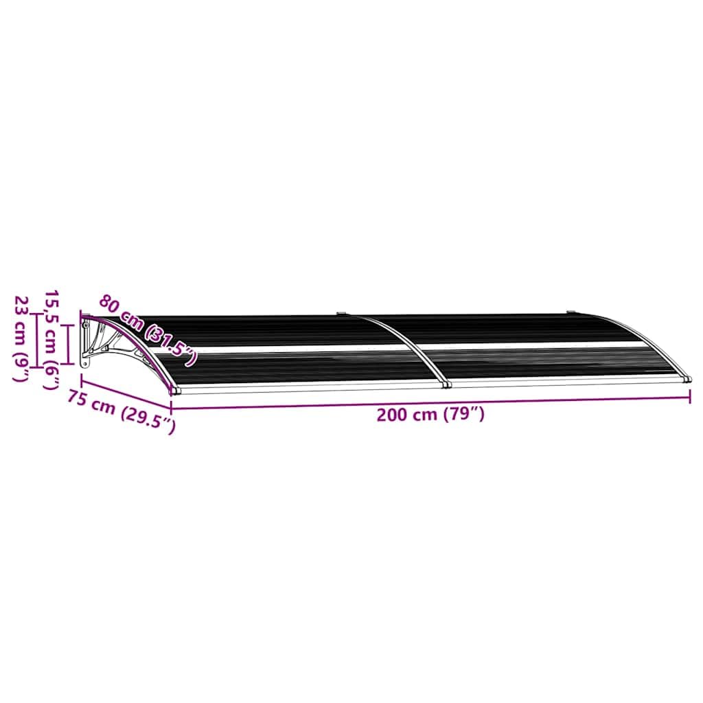 vidaXL Auvent de Porte Noir 200x75 cm PC
