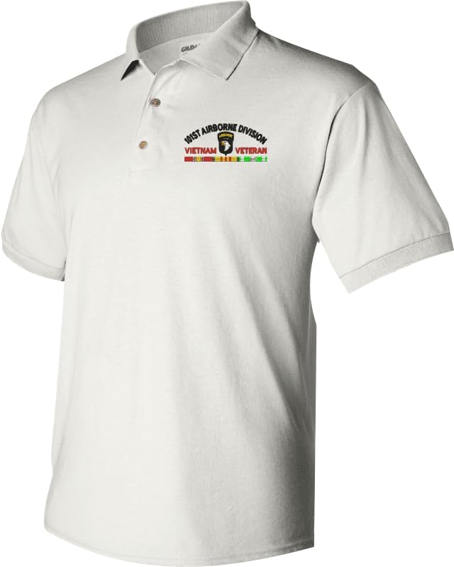 MilitaryBest 101st Airborne Division Vietnam Veteran with Ribbons Embroidered Polo