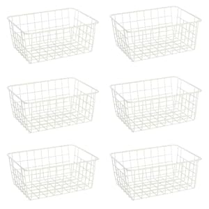 IWEJ ワイヤーバスケット 小さいサイズ ブラック 6 個パック 金属製 通気性 キッチン冷蔵庫用 パントリー整理 (小さいサイズ,ホワイト)