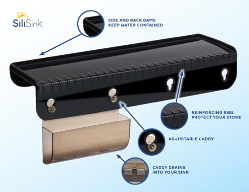 SiliProducts SiliSink Silicone Sink Edge Guard for Kitchen Sink - Fits 3.75”- 4” Wide - The Original Silicone Edge Protector with Sponge Caddy - Splash Guard, 14” Black Diamond by SiliProducts - Image 4