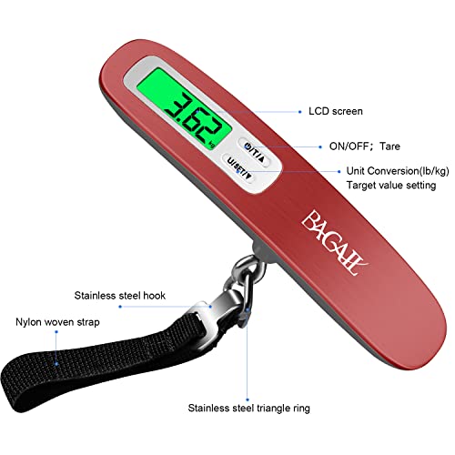 Image of BAGAIL Digital Luggage Scale, 110lbs Hanging Baggage Scale with Backlit LCD Display, Portable Suitcase Weighing Scale, Travel Luggage Weight Scale with Hook, Strong Straps for Travelers