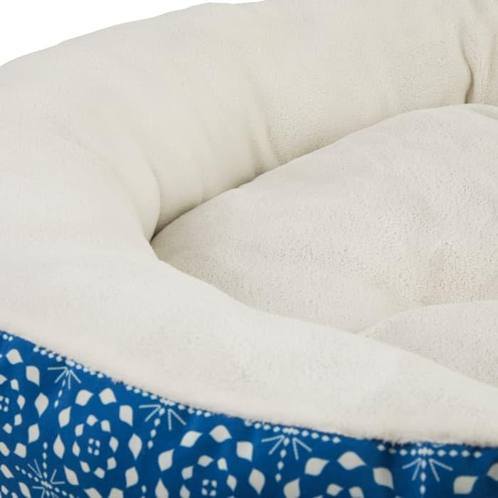 Snooze Fest Round Nester Dog Bed, 36" L X 30" W, Blue Tile-Print