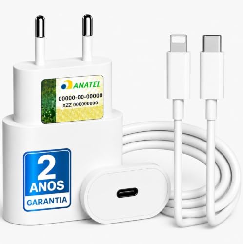 Carregador Turbo 25W Compatível com iPhone 8 X Xr 11 12 13 14 Pro Max | Homologado ANATEL | Carregamento POWER DUO