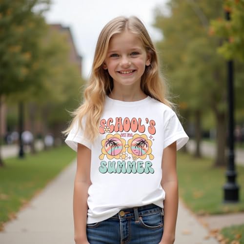 Image of Girls School's Out for Summer Shirt Last Day of School T-Shirt Kids Funny Graphic Summer Break Short Sleeve Tees Tops
