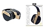 Sentry Pro Audio Studio Style Bluetooth Gold Headphone with Built-in Mic, BT1000