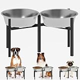 Drawinsage Adjustable Elevated Dog Bowl Stand, Metal Feeder Riser for Large Medium Dogs, Portable Travel Design, Slow Feeder Compatible (Without Bowls)