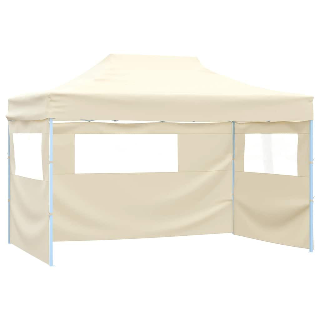Gazebo pieghevole 3 x 4 m, colore crema, con 4 pareti in acciaio