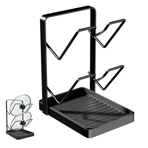 Crunier Range Couvercle,Support Couvercle Casserole,Porte Couvercle Cuisine,Durable Repose Facile à Ranger,Anti-Gouttes,pour Stockage Couvercles de Casserole