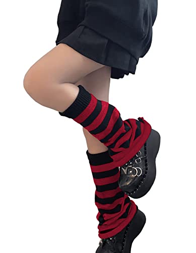 Image of WODECASA Girls Kawaii Leg Warmers Knitted Flared Leg Sleeves Goth Crochet Baggy Cuff Ankle Heap Socks