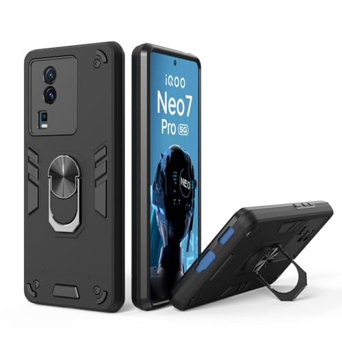 Image of NDCOM for iQOO Neo 7 Back Cover | Premium Protection iQOO Neo7 Back Cover | Enhanced Grip and Shock Absorption iQOO Neo 7 Cover | Ring Holder Case