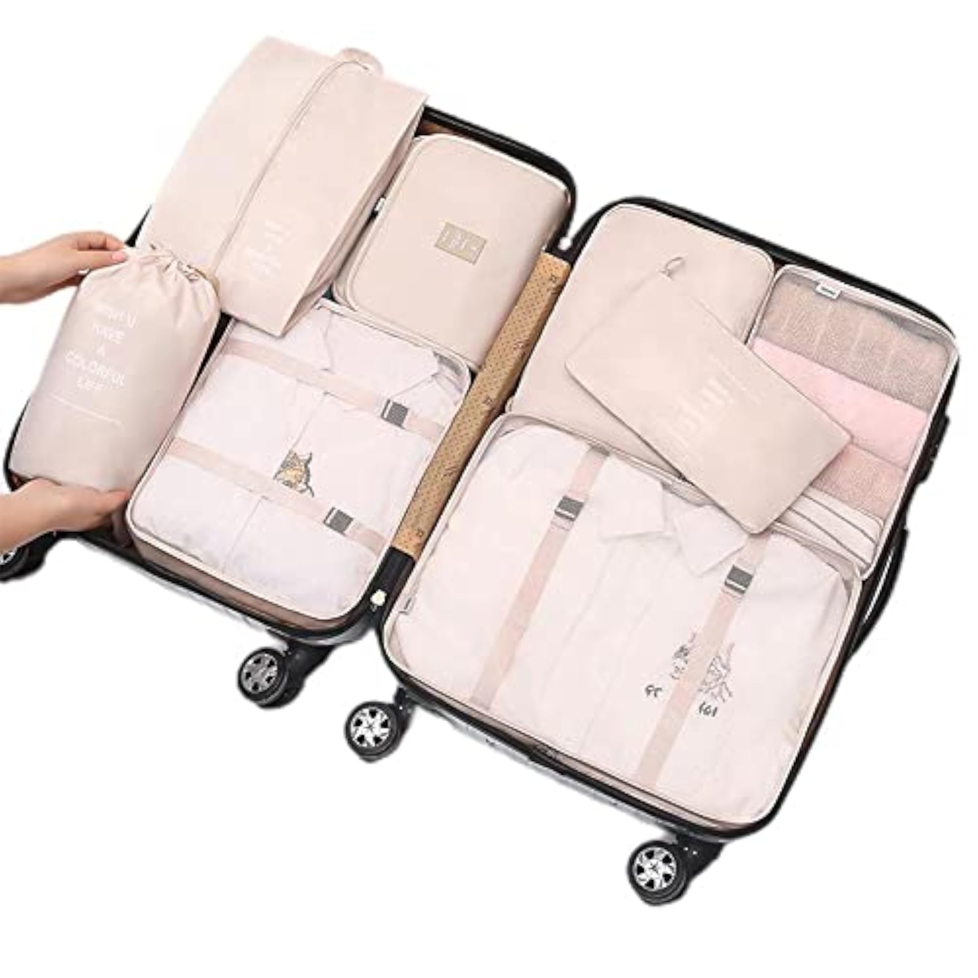 8pc Packing Cubes Set with Toiletry Bag & Laundry Bag