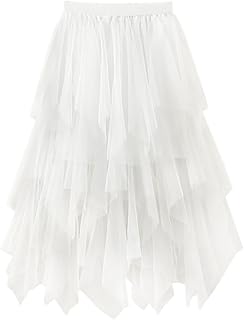 Tulle Skirts for Women Midi Long Fairy Skirt Tutu A-Line Mesh Layered Hi...