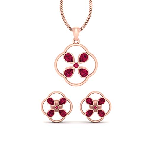 Pendientes y colgante de compromiso con circonita rosa y plata 925 acabado oro rosa