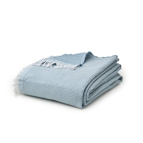 Colcha Multiusos: Cubre Sofa, Plaid Sofa, Manta Foulard, Cubre Cama, Jarapas para sofas - Foulard de Algodón y Otras Fibras - Acabado de Calidad, Fabricado en España (Aqua, 140x180 cm)