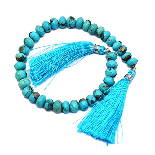 Turquoise d'Arizona facettée de qualité supérieure LKBEADS en rang de perles rondelles 7-8mm
