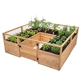 Outdoor Living Today 8 ft x 8 ft Raised Cedar Garden Bed – Natural Cedar Wood...