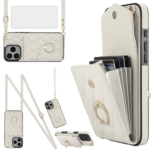 Coque portefeuille iPhone 16 Pro Asuwish en matériaux premium avec verre trempé