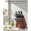 Knife Set, 15 Pcs Kitchen Knife Block Set, Enduring Razor-Sharp High Carbon Stainless Steel Chef Knife Set with Block and Sharpener, Premium Knives Set for Kitchen, Ash Wood Valentine's Gift