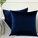 Encasa XO Velvet Cushion Covers (40x40 cm) Set of 02 | Navy Blue | Luxurious Square Velvet Throw Pillow Covers With Invisible Zippers | Living Room, Sofa, Chair