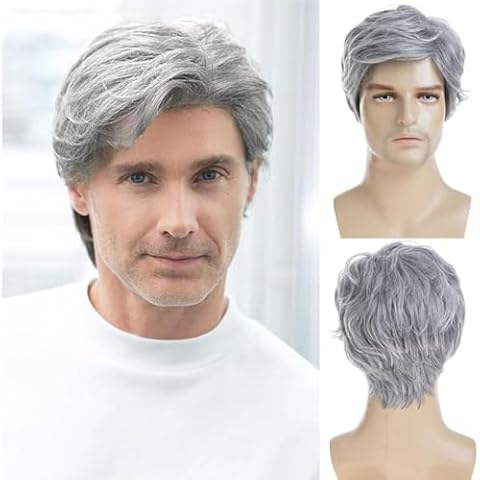 Baruisi Short Grey Wig for Men Cover