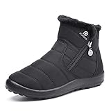 gracosy Warm Snow Boots, Women's Winter Ankle Bootie Anti-Slip Fur Lined Ankle Short Boots Waterproof Slip On Outdoor Shoes