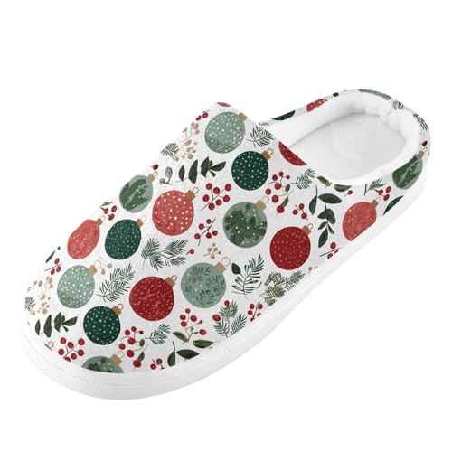 Fuzzy Memory Foam Slippers for Women/Men Leaves Fruit Christmas Balls Pattern Fluffy Winter House Shoes Indoor and Outdoor