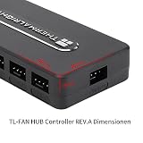 Thermalright TR FAN HUB sterowanie REV. A Fan Hub obsługa 10 grup fanów PWM, wiele interfejsów wentylatorów chłodzenie, 10-portowy 4-pinowy kontroler chłodnicy PC, SATA Power Cord Direct Input