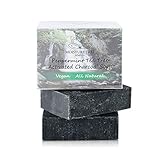 Peppermint Activated Charcoal Soap Bar with Tea Tree Oil (2 Pack), 100% All Natural, Paraben and Sulfate Free for Body and Face, 4.5oz Artisan Soap Bars by Moisture Tree