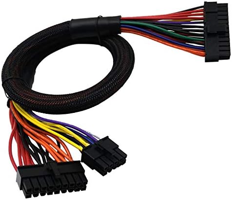 COMeap 24 Pin ATX Cable for Corsair AX Series and Seasonic PSUs, 18 Pin + 10 Pin to 24 Pin ATX PSU Power Adapter Sleeved 24.8-inch(63cm)