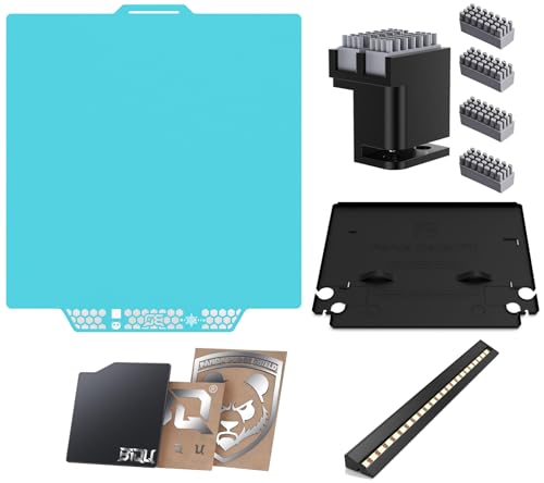 BIQU CryoGrip Pro Glacier Build Plate+Panda Diaper Filament Waste Collection Pad+Panda Brush Nozzle Cleaning Tool+Panda Purge Shield Poop Chute Pad+Panda Lux LED Light Strip for Bambu-Lab P1/X1