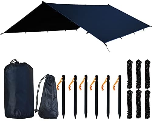 SUFTMUOL Waterproof Camping Tarp, Hammock Tarp 10 x 10/10 x 12 Feet 210d Oxford 10000 mm PU Waterproof UV Protection Sun Shade Car Awning Outdoor Backpacking