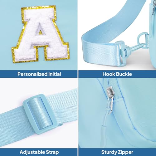Image of YOOLIFE Birthday Gifts for 2 3 4 5 6 7 8 Year Old Girl Kids - Small Sling Bag for Girls, Initial Fanny Pack Crossbody Bag for Little Girl Purse, Birthday Gifts for Grandkids Daughter Sister, Blue (M)
