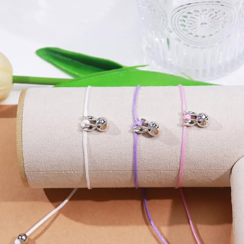 Image of YIJUNY Easter Gifts for Girls Boys, 3 PCS Bunny Bracelets Friendship Pendant with Cards, Charm Jewelry for Kids Teens