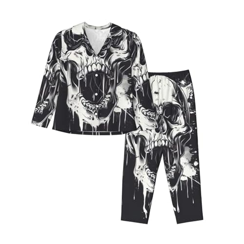 Pyjama 2 pièces motif crâne d'horreur pour en finir avec les nuits froides et monotones